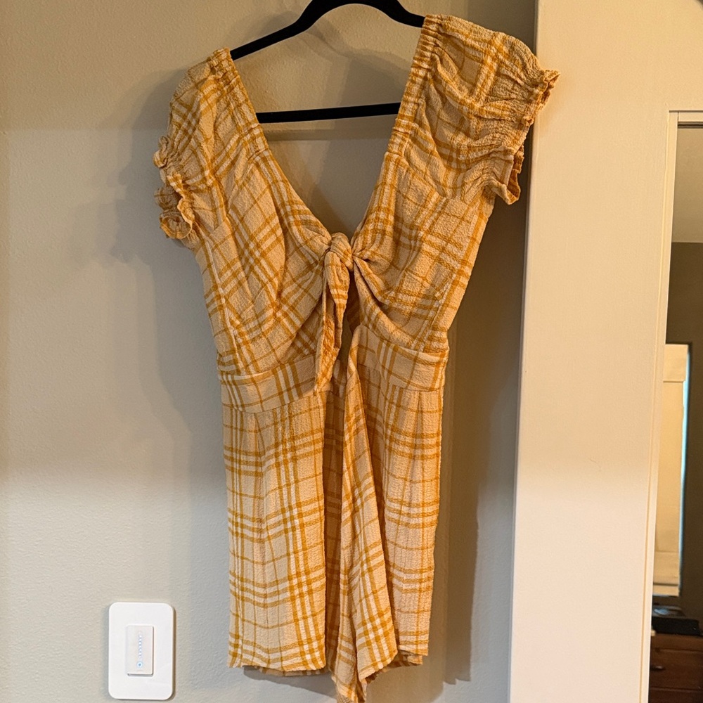 Capulet Orange and Cream Plaid Jumpsuit